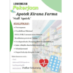 Loker (Lowongan Pekerjaan) Jepara Terbaru | April 2023 "APOTEK KIRANA FARMA"